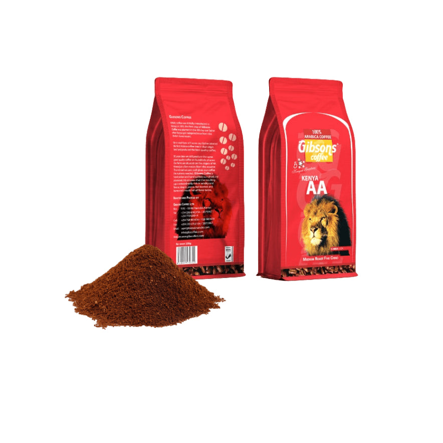 Gibsons Kenya AA Ground Coffee - Medium or Dark Roast 400g (Pack Of 5)